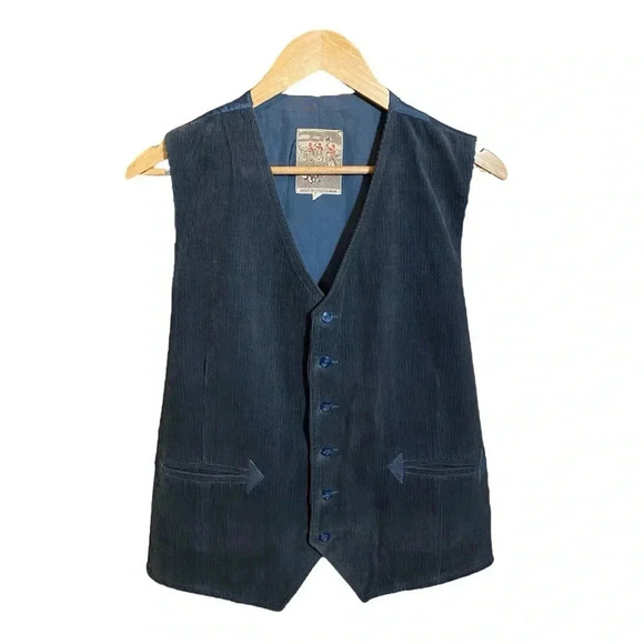 VGT Scotts Grey Ltd. Men's Corduroy Suit Vest Button Down Front Pockets Blue 42 - Picture 13 of 13